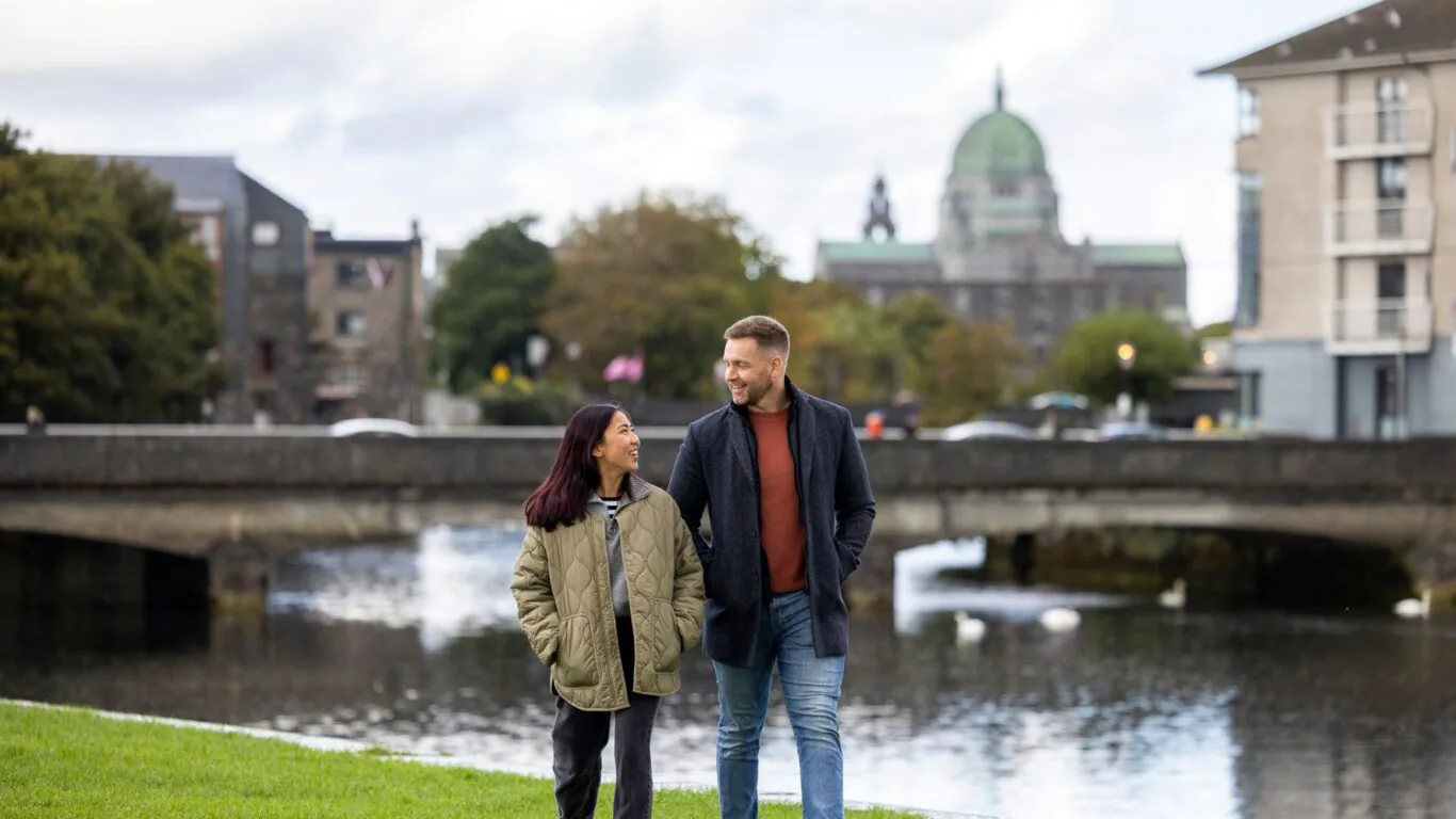 Couple with view of Galway Cathedral